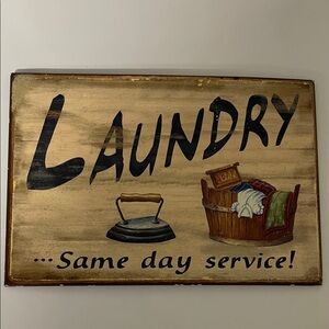NWOT Vintage Laundry Wall Art Sign - Black and Brown